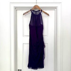 David's Bridal Elegant Purple Halter Dress